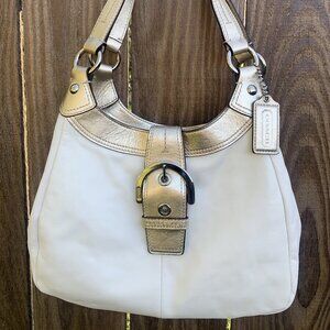 New Coach Lynn Soho Hobo Leather Bag Ivory Gold L1126-F17219 Shoulder Handbag